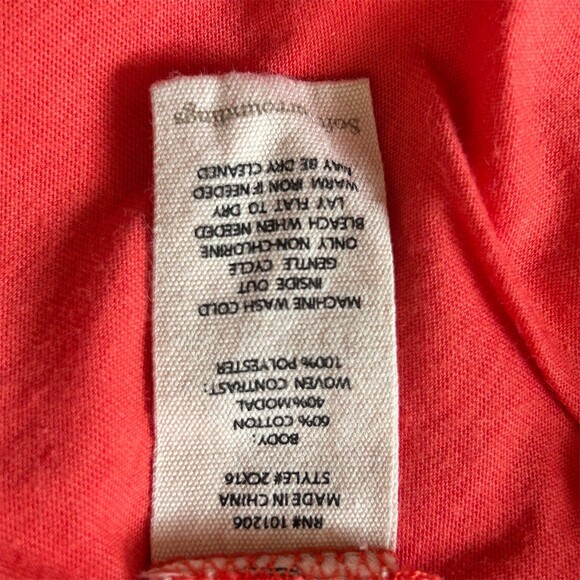 Soft Surroundings Andalou Dress Womens M Coral Red V-Neck Hi-Low Overlay - Picture 3 of 7